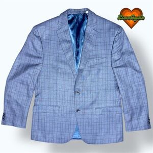 Men's Michael Kors Blue Plaid Blazer – 42R Classic Check Suit Jacket